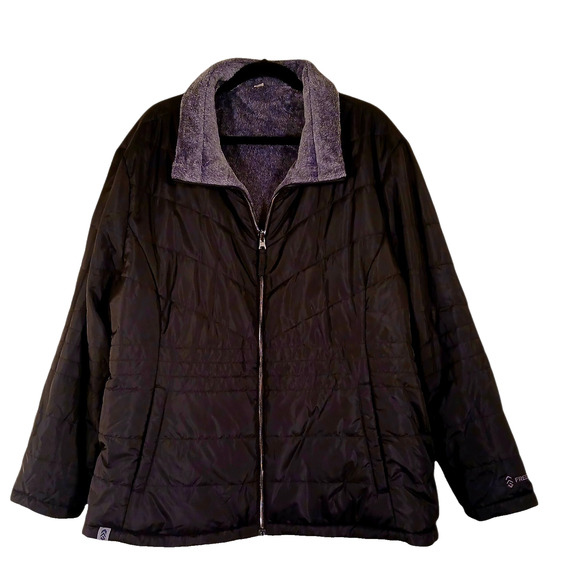 Free Country Men’s Puffer Jacket 3X Black Full Zip Insulated Lightweight Coat - Picture 2 of 10